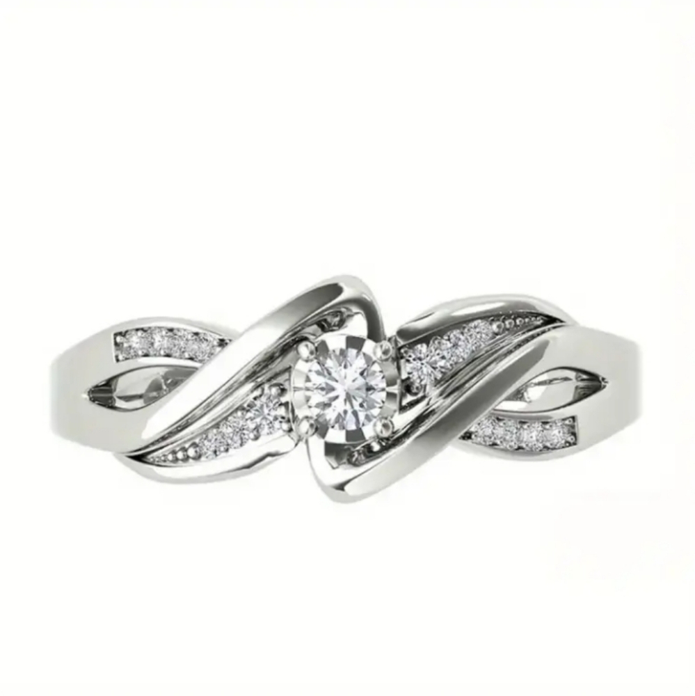 Elegant Silver Twisted Band Ring Size 5-8